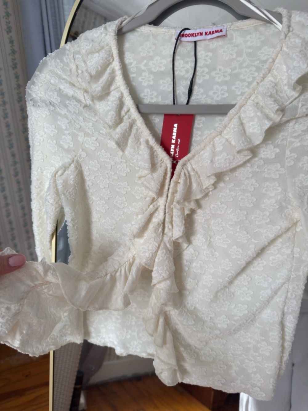 Brooklyn Karma Ruffled Burnout Lace Top